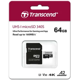 Transcend microSDXC 340S 64GB Class 10 UHS-I U3 A2