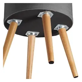 Tectake tectake® Sitzhocker mit Stauraum, rund, gepolstert, in Leinenoptik