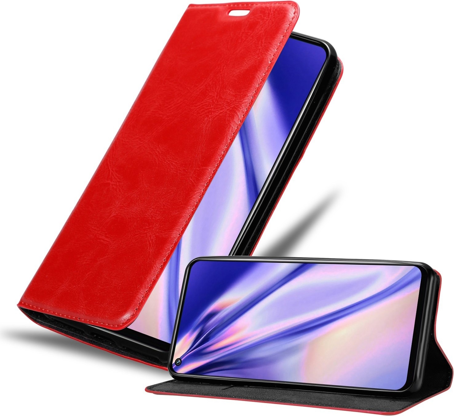 Cadorabo Hülle für Realme 9 5G / 9 PRO / V25 / Q5 / OnePlus Nord CE 2 LITE 5G im Book Invis. Magnet Style (OnePlus Nord CE 2 Lite 5G, OnePlus 9 Pro, OnePlus 9), Smartphone Hülle, Rot