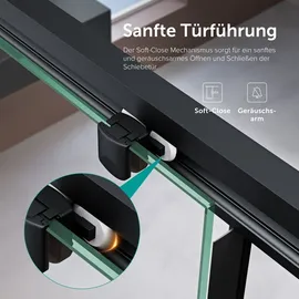doporro Duschtür Nischentür dusche Duschabtrennung Duschkabine 140x195cm Duschwand schwarz ESG-Sicherheitsglas Duschabtrennung Soft-Close Klarglas inkl. Nano-Beschichtung Teramo12k