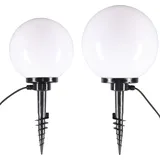H4L Kugelleuchten Kugellampen Erdspieß Leuchte 2er-Set Ø 20/30cm Außenleuchten 230V - Weiß