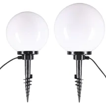 H4L Kugelleuchten Kugellampen Erdspieß Leuchte 2er-Set Ø 20/30cm Außenleuchten 230V - Weiß