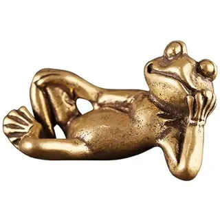 VICASKY 1stück Messing Frosch Statue Figurine Für Heim Büro Dekoration Vintage Design Perfektes Für Tierliebhaber Robuste Und Langlebige Kunstfigur Für Tisch Regal