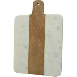Schneidebrett Vesperbrett aus Mangoholz Marmor weiß braun Servierbrett 30cm