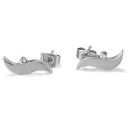 Paar Ohrstecker FIRETTI "Schmuck Geschenk Ohrschmuck Titan Welle", silber (titanfarben, edelstahlfarben, kristallweiß), Ohrringe, Damen, Titan-Edelstahl, Titan, Edelstahl, mit Zirkonia (synth.)
