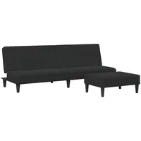 vidaXL Schlafsofa 2-Sitzer mit Fußhocker Schwarz Samt