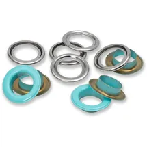 Prym 542567 Ösen mit Scheiben, 14 mm, mint/silberfarbig
