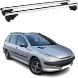 Omac Barres De Toit En Aluminium Pour Peugeot 206 Berline 2001-2009 – Tüv / Din 75302:2019 – Antivol Inclus – Charge Max 75 Kg – 2 Barres Argent