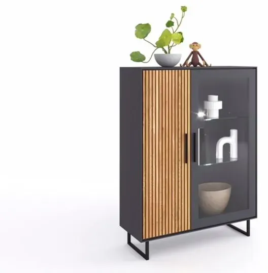 Elfo Vitrine Stella Holz Anthrazit / Eiche