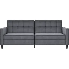 dorel home 3-Sitzer DOREL HOME "Hartford II", grau (anthrazit), B:203cm H:83cm T:83cm, Veloursstoff 100% Polyester, Sofas, Bettfunktion, Rückenlehne 2-teilig, 3-fach verstellbar, Sitzhöhe 43 cm