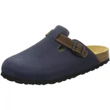 AFS-Schuhe 3900 Herren Clogs, Bequeme Hausschuhe für Männer, Pantoffeln aus Leder, Made in Germany (48 EU, Navy Nubuk) - 48 EU