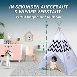 Playfun Tipi Zelt / Kinderspielzelt,weiß/schwarz,