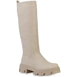 Damen Plateaustiefel in Nude