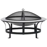 vidaXL Garten-Feuerschale mit Grill Edelstahl 76 cm