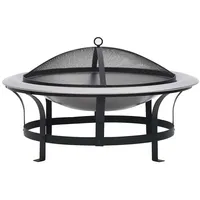vidaXL Garten-Feuerschale mit Grill Edelstahl 76 cm
