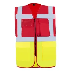 Comfort Warnweste „Hamburg“, Multifunktional, Rot/warn-gelb, Größe XL - warngelb - XL