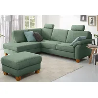 Ecksofa HOME AFFAIRE "Borkum L-Form", grün (grün, grau), B:249cm H:87cm T:189cm, Struktur (100% Polyester), Luxus-Microfaser ALTARA NUBUCK (100% Polyester), MELROSE (100% Polyester), Luxus-Microfaser Toro (100% Polyester), Sofas, mit Federkern, wahlweise mit Bettfunktion, Topseller