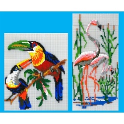 Stick it Steckpuzzle Tukan und Flamingo 2 in 2, 3000 Puzzleteile, Bildgröße 40 x 33 cm und 26 x 53 cm