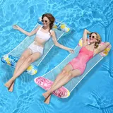 2-teiliges Aufblasbares Hängematten-set, Aufblasbare Poolmatratze, Wasserhängematte Mit Netz Und Luftpumpe, Faltbare Poolhängematte, Pool-schwimmhilfe Für Erwachsene Und Kinder, Pool Und Strand
