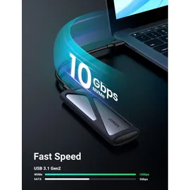 UGREEN 10902 Speicherlaufwerksgehäuse SSD-Gehäuse, M.2 M.2, USB Anschluss, Silber
