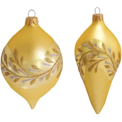 Christbaumschmuck KREBS GLAS LAUSCHA "CBK900002A, Weihnachtsdeko, Christbaumschmuck", gold (goldfarben), Glas, Weihnachtsbaumschmuck, Weihnachtsbaumschmuck Weihnachtsanhänger Weihnachtsbaumklammer Weihnachtsbaumschleife Weihnachtsbaumspitze, Zwiebel- und Tropfenform
