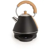 CREATE/KETTLE RETRO PRO/Wasserkocher mit Temperaturregelung 1L Schwarz/Automatische Abschaltung, Schnellkochfunktion, rutschfester Standfuß, transparentes Sichtfenster, 1200W