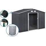 Gerätehaus Aus Metall - "vegas" - 7,06 M2 Mit Dachrinne Und Wasserauffangbehälter - Grau