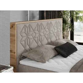 MKS Meble Boxspringbett 160x200 mit Bettkasten, Polsterbett 160x200 mit Matratze H3, Boxspringbett 160x200 mit Kopfteil, Boxspringbett mit Massivholz - Nessi... - Beige