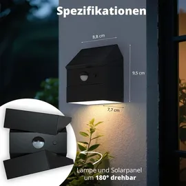 FlinQ Außenleuchte Kunststoff 2er-Pack Solar mit Bewegungsmelder schwarz