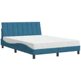 vidaXL Bett mit Matratze Blau 120x200 cm Samt