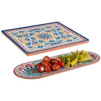 APS Melamin Geschirr 2-er Servierplatten Set, mediterranes Design