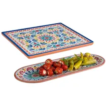 Assheuer & Pott Melamin Geschirr 2-er Servierplatten Set, Campinggeschirr mediterranes Design