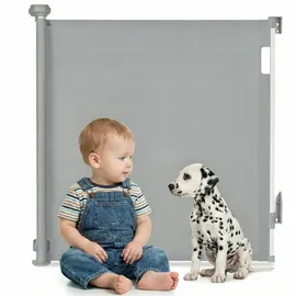 lionelo Treppenschutzgitter Thea 140 cm Grau/Weiß