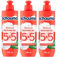 SCHAUMA 5&5 Stärkende Multitalent-Kur (3x 300 ml), Haarmaske stärkt die Längen, Haarkur mit Hitzeschutz für intensive Pflege & weniger Haarbruch, für langes & brüchiges Haar