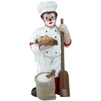 Gilde Clown Ofenfrisch aus Kunstharz - Bäcker Handwerk - Deko Figur und Sammlerstück - 15 cm hoch, weiß