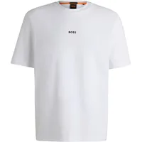 Boss T-Shirt mit Label-Print, Weiss, L