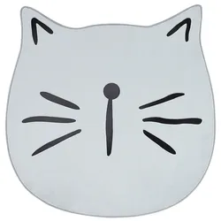 Kinderteppich grau ⌀ 100 cm Katzenmotiv Kurzflor KITTY