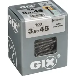 SPAX GIX-A Trockenbauschraube Phosphatiert schwarz, 3,9 x 45 mm, 100 Stück, Vollgewinde, Trompetenkopf, 4091170390457