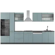 Vicco Küchenzeile R-Line 350 cm Blau-Grau/Anthrazit