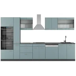 Vicco Küchenzeile R-Line 350 cm Blau-Grau/Anthrazit