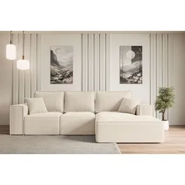 altdecor Ecksofa Cord 2-Sitzer Beige