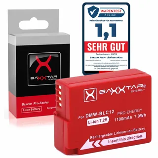 Baxxtar Akku DMW-BLC12 E (1100mAh) - intelligentes Akkusystem- Kompatibel mit Panasonic Lumix DC FZ1000 II G91 DMC GX8 G70 G80 G81 G7 G6 G5 FZ2500 FZ2000 FZ1000 FZ330 FZ300 FZ200