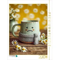 Calvendo Puzzle Trauriger Kamillentee mit Schal - Warmes Wohlfühlmotiv mit Humor 2000 Teile Lege-Größe 90x67cm Foto-Puzzle für glückliche Stunden