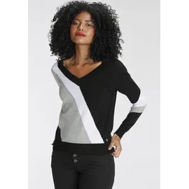 AJC Streifenpullover mit trendigem Diagonal-Colourblocking, Gr. 32/34 (XS), schwarz-weiß | 15164921-32
