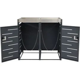 Mendler Mülltonnenverkleidung HWC-H40b 110 x 115 x 62 cm grau