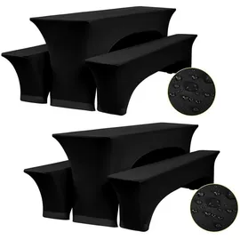 luxuskollektion 2er-Set Wasserdicht Biertischhussen, 220 x 50 cm, Schwarz