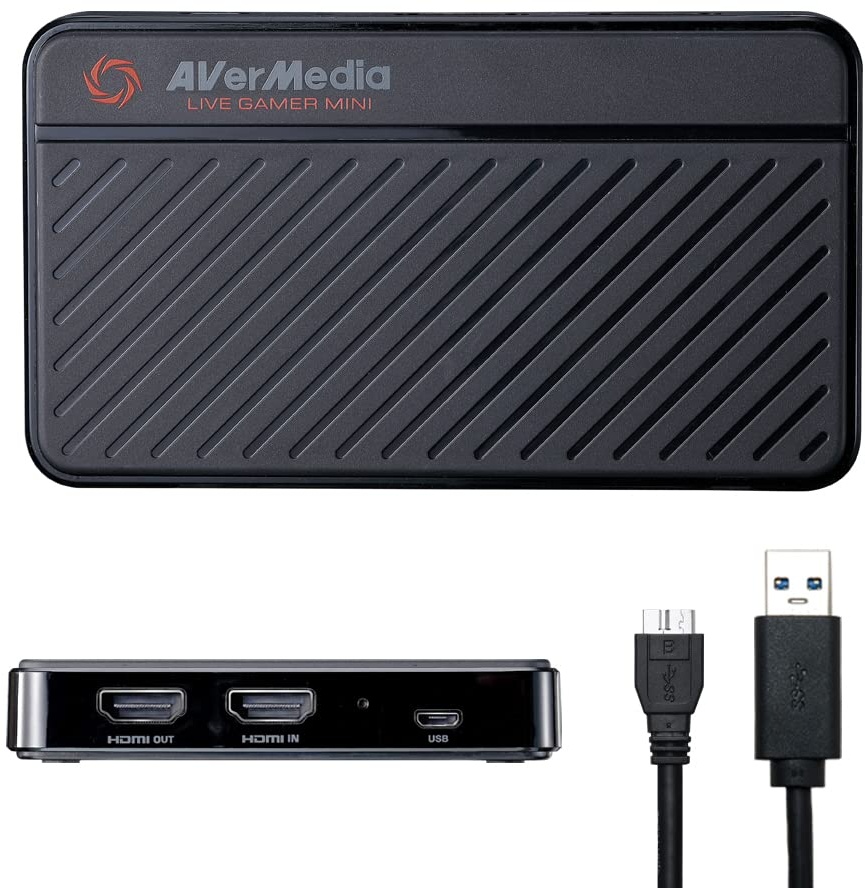 AVerMedia Live Gamer MINI GC311, 1080p60 Full-HD-Passthrough, USB 2.0-Game-Capture-Karte, Hardware-Encoder, Plug & Play, für Anfänger, Switch, PS4, Xbox, iPhone, iPad