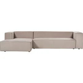 Beliani Ecksofa Taupe Samt L-förmig 3-Sitzer Sofa Vernon