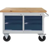 ADB ADB, Werkbank + Arbeitsbock, Werkbank lichtgrau, anthrazitgrau 6 Schubladen 120,0 x 60,0 x 84,0 cm (130 cm, 60 cm)