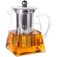 Teekanne für eine Person, lose Teekanne, Glas-Teekanne mit Teesieb und Deckel, herdfest, klein, 600 ml